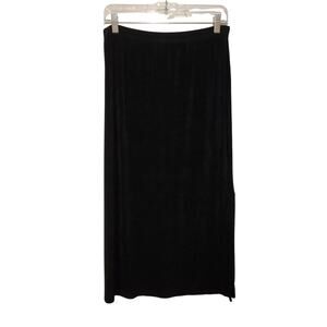 Vintage Softwear by Mark Singer Black Side Slit Pull On Straight Midi Skirt XLP